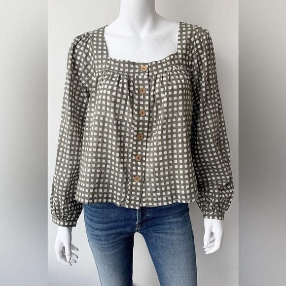 Emerson Fry Tops - Emerson Fry Gray Checkered Blouse